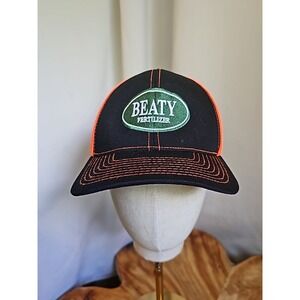 Beaty Fertilizer High Viz Black Orange Ball Cap Hat Snapback Baseball Trucker